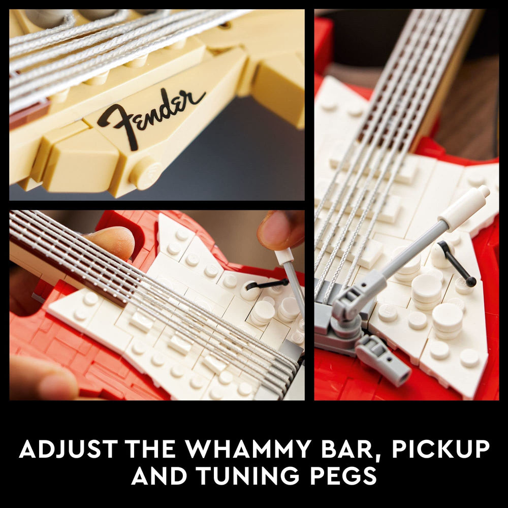 LEGO Fender Stratocaster picks in four colors offer customization.