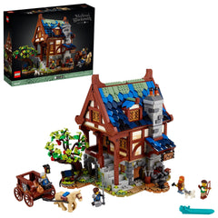 LEGO Ideas Medieval Blacksmith 21325 front view, perfect for home display and collectible showcasing.