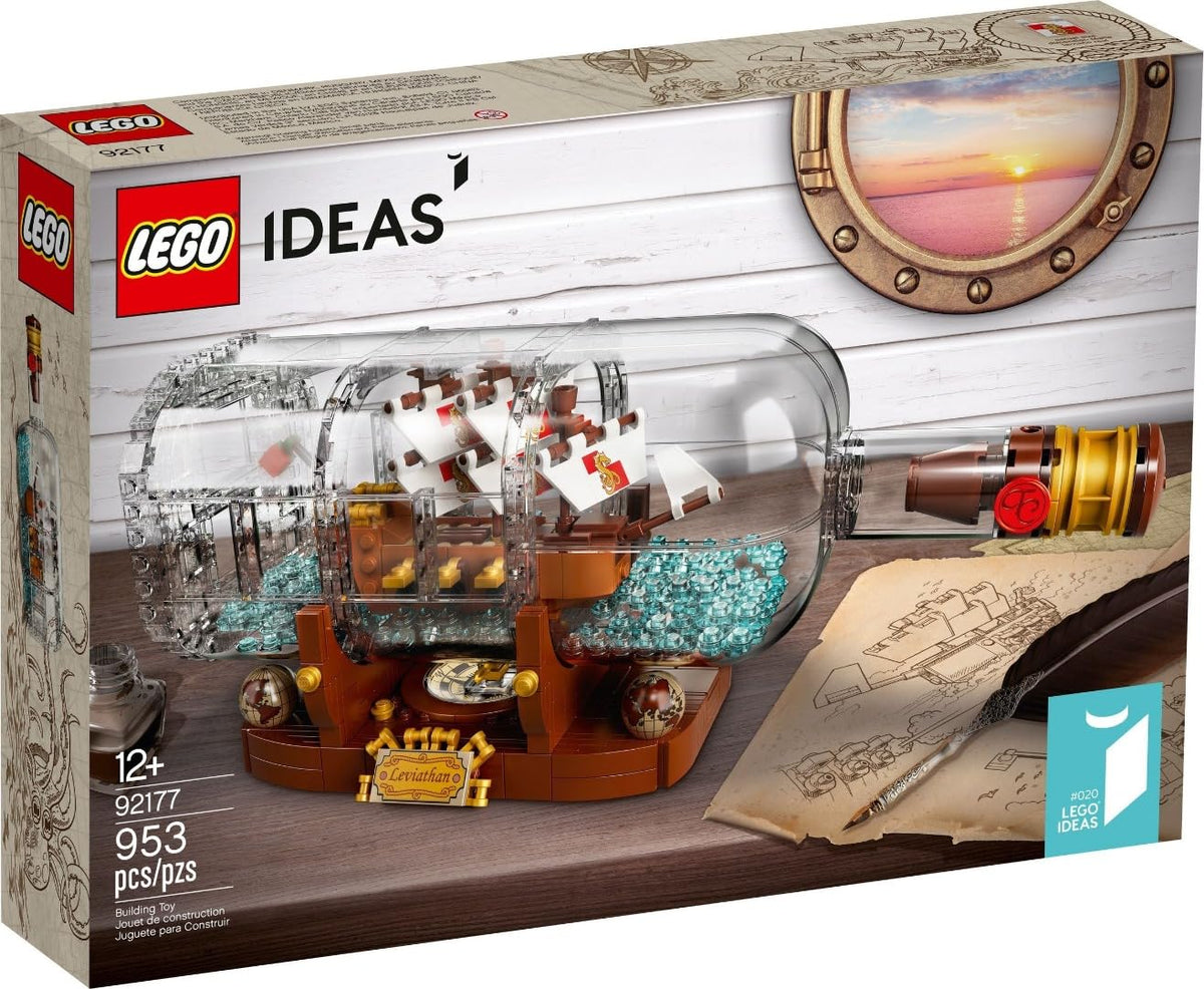 LEGO Ideas Ship in a Bottle 92177 bottle detail ideal for desk display