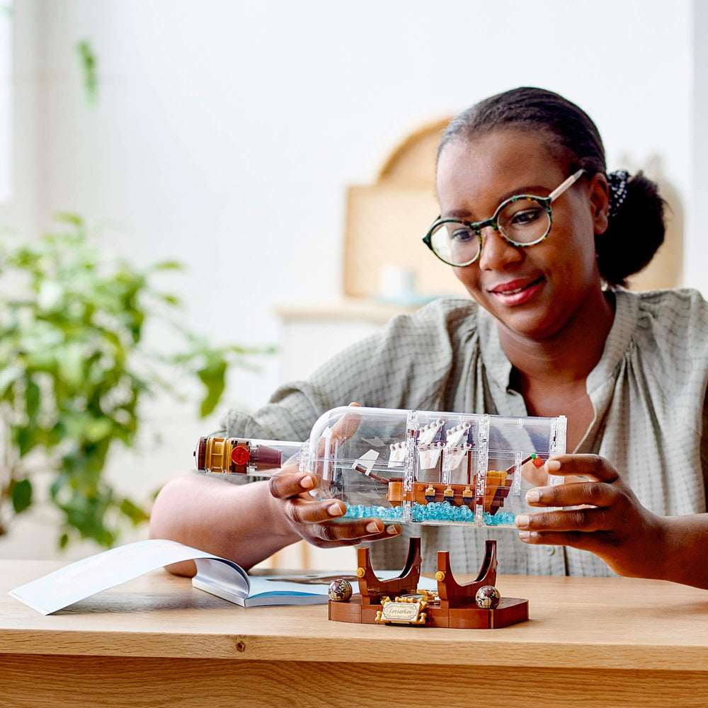 LEGO Ideas Ship in a Bottle captain's quarters interior adds realism for display