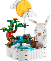 LEGO Jade Rabbit moon cake opens to reveal egg yolk and two smaller rabbits