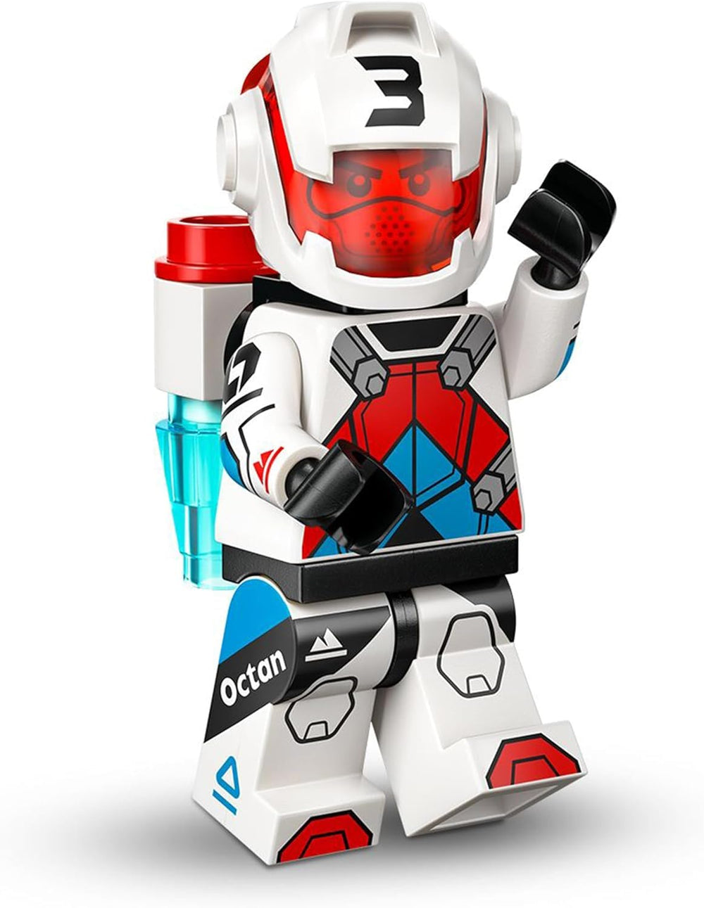 LEGO Jetpack Racer minifigure front view for imaginative play and display.