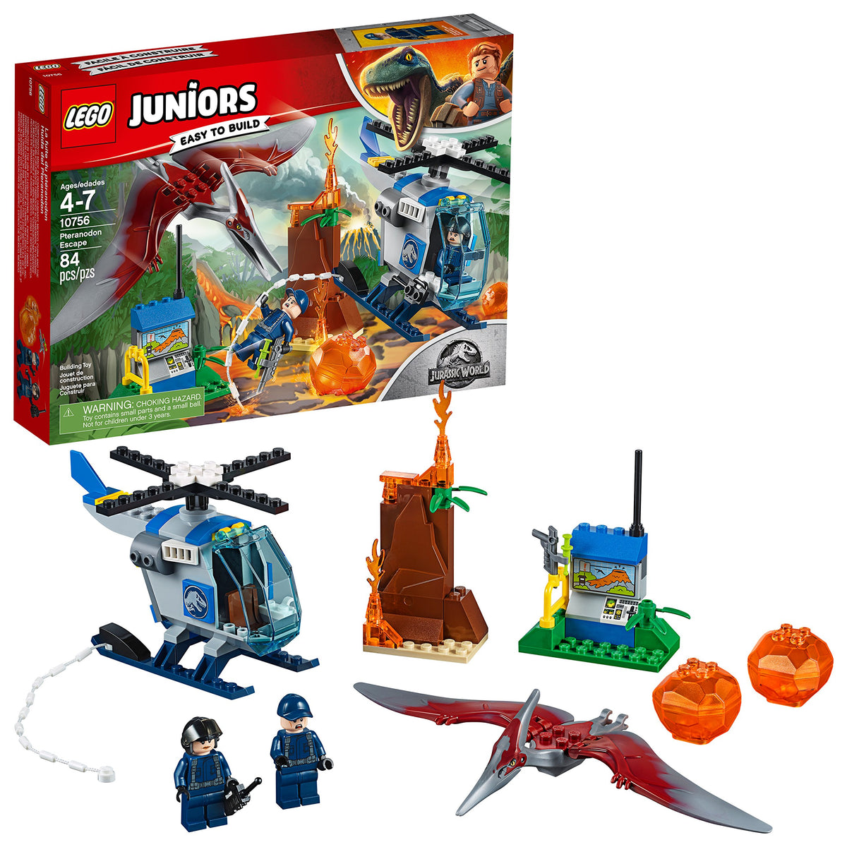 LEGO Juniors Pteranodon Escape helicopter for easy building and imaginative play.