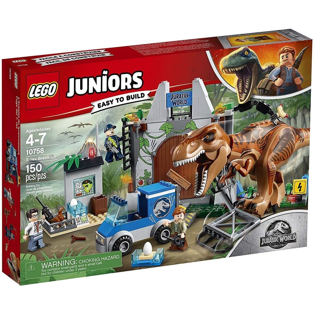 LEGO Jurassic World T. rex Breakout scene for imaginative dinosaur adventures