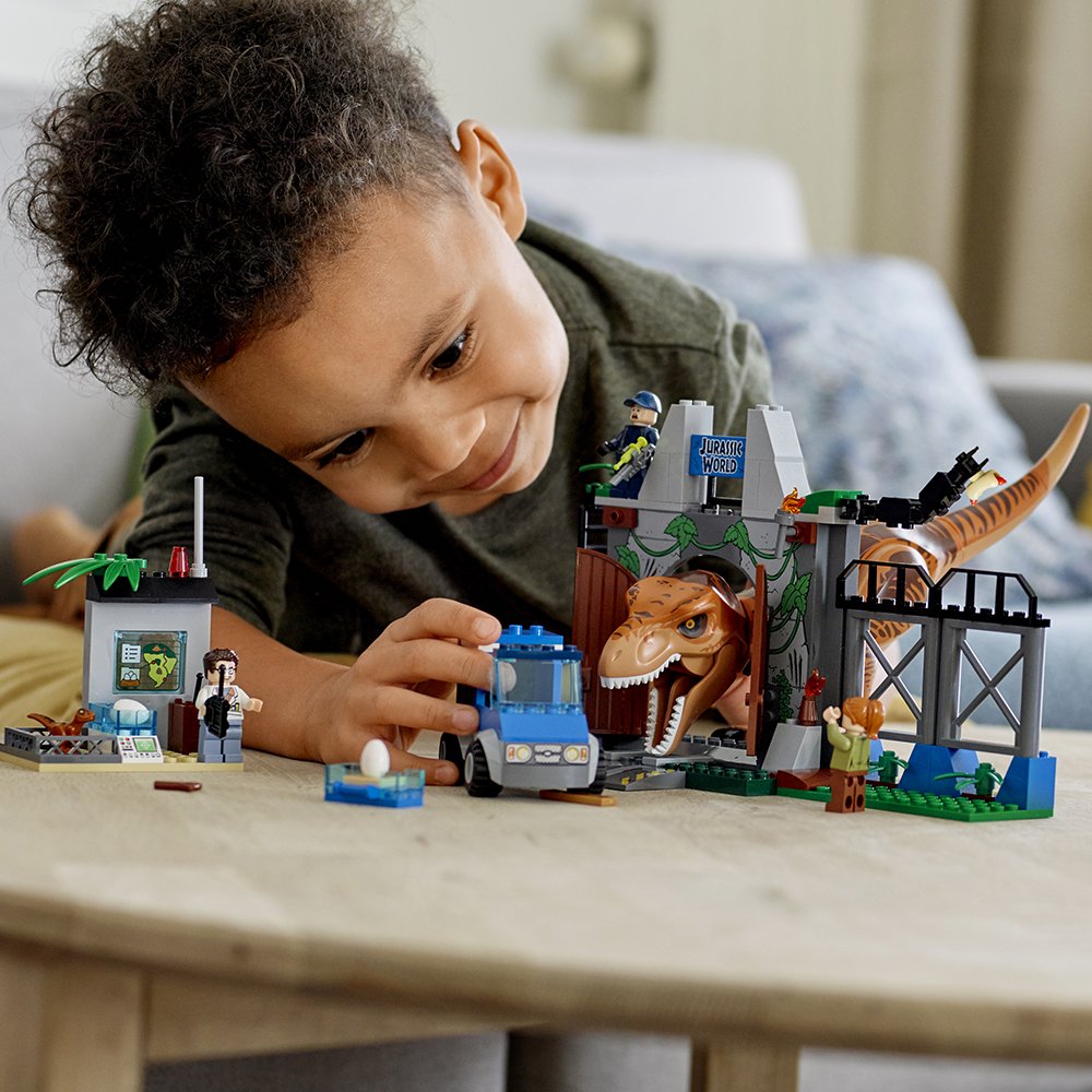 LEGO T. rex Breakout truck opening back promotes easy build and interactive play