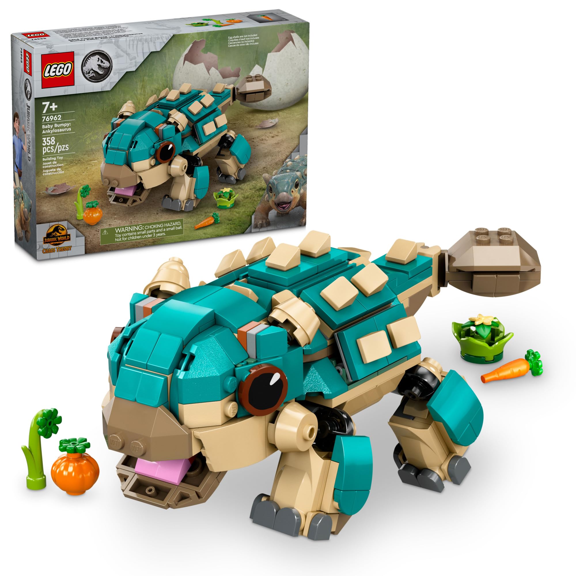 LEGO Jurassic World Baby Bumpy Ankylosaurus toy with poseable features for play