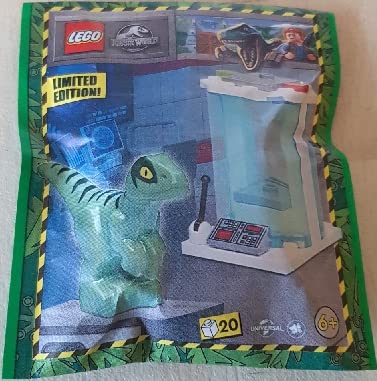 LEGO Baby Raptor minifigure and incubator set for authentic Jurassic World adventures.