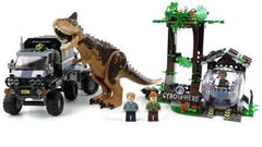 LEGO Jurassic World Carnotaurus dinosaur figure fuels chase scenes and exploration.