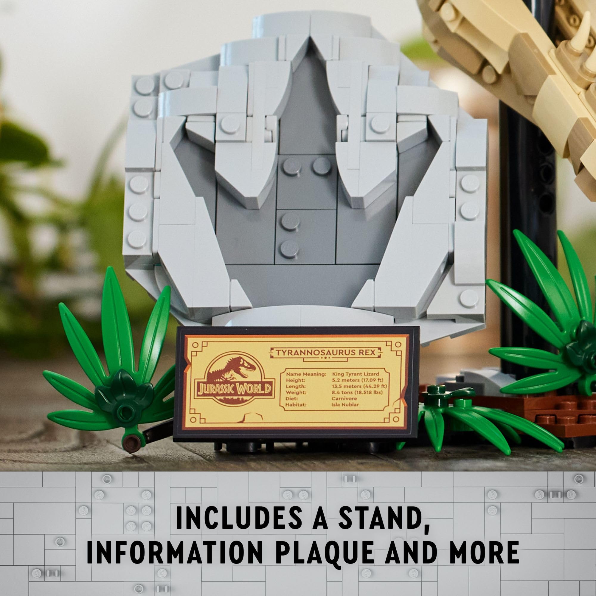 Fossilized footprint detail enhances realism in the LEGO Jurassic World display