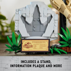 Fossilized footprint detail enhances realism in the LEGO Jurassic World display