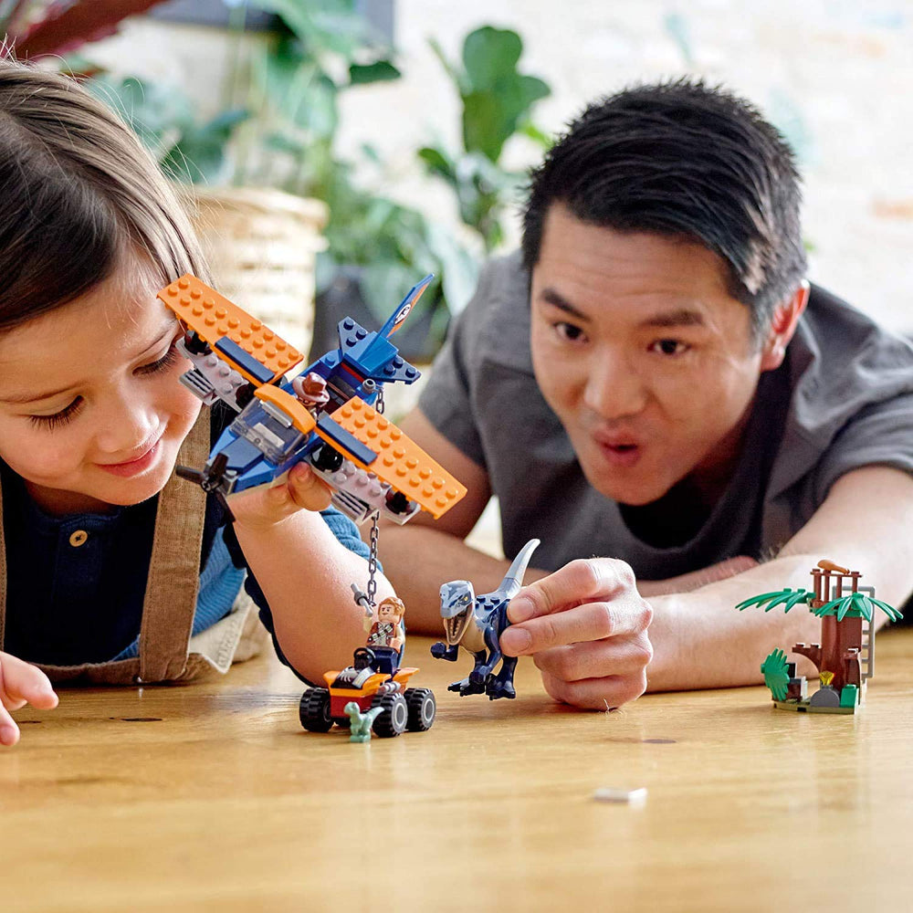 LEGO Jurassic World dinosaur nest with Delta egg encouraging nesting play.