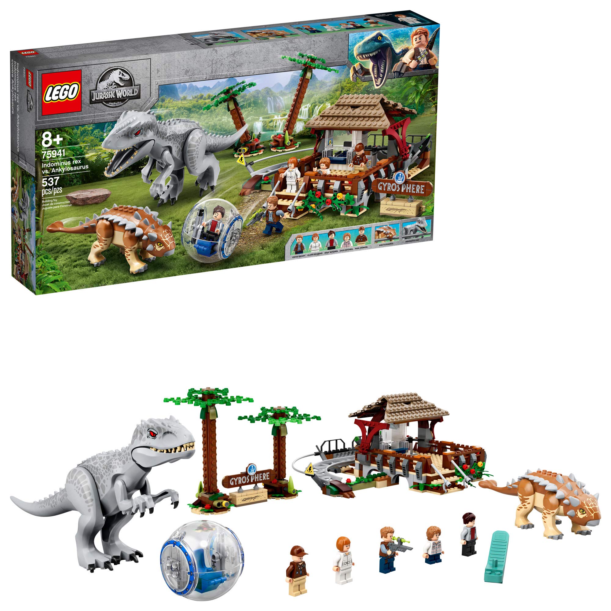 LEGO Jurassic World Indominus Rex gyrosphere station for immersive play and building fun