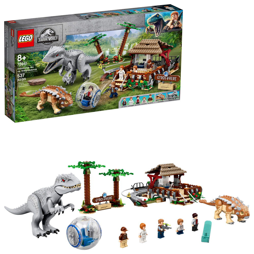LEGO Jurassic World Indominus Rex gyrosphere station for immersive play and building fun