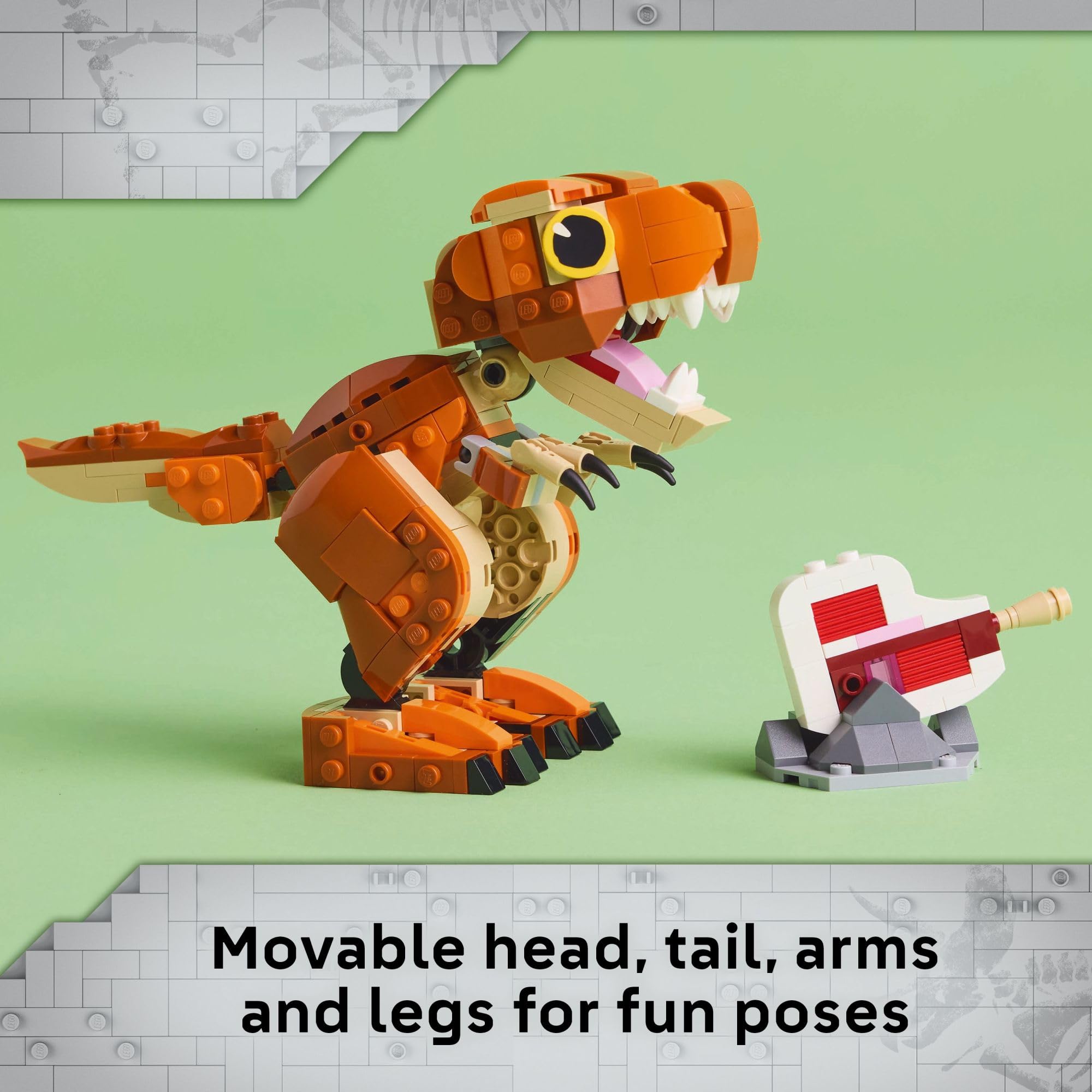 LEGO Jurassic World Little Eatie T. rex encourages imaginative play and storytelling.