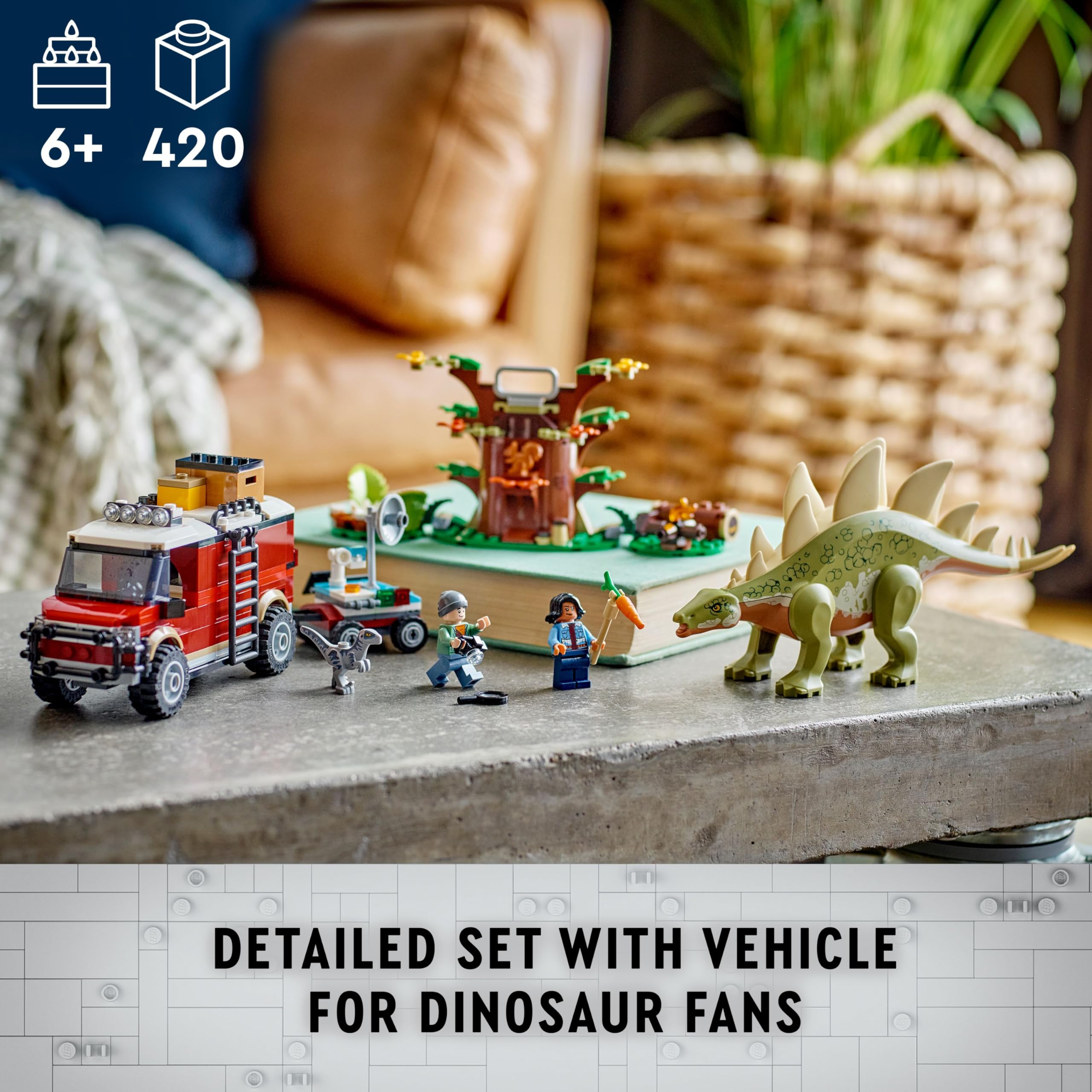 LEGO Jurassic World off-road vehicle with cab inspires action-packed role play.