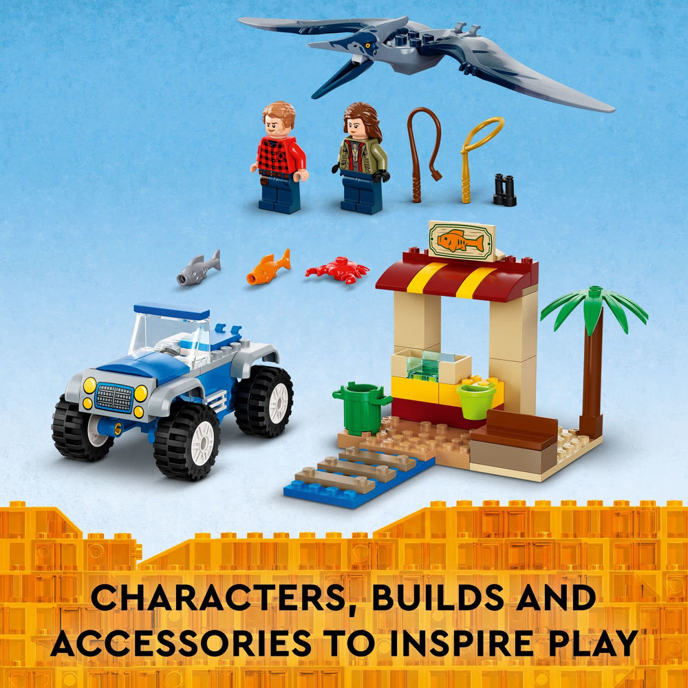 LEGO Jurassic World Pteranodon dinosaur figure with wings for aerial play.