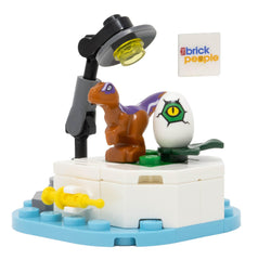 LEGO Jurassic World raptor laboratory figure for imaginative builds with a tiny, authentic minifig