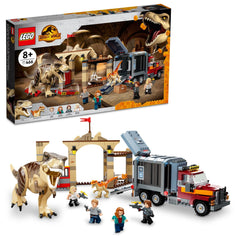 LEGO Jurassic World market scene with T. rex and Atrociraptor for imaginative breakout play