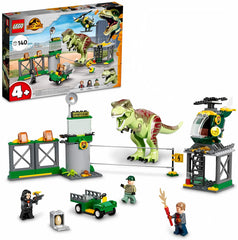 LEGO Jurassic World T rex Breakout airport scene with helicopter for imaginative play