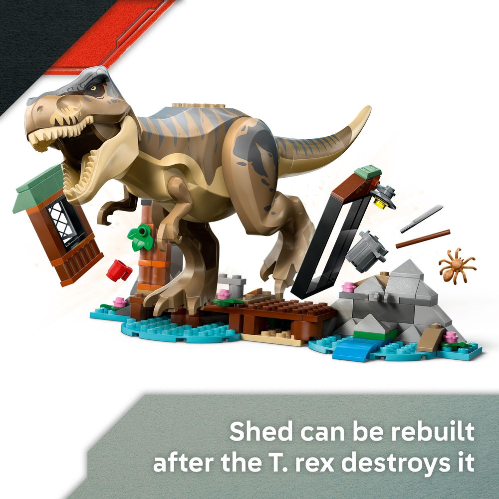 LEGO Jurassic World River Escape boat supports fast-paced chase play.
