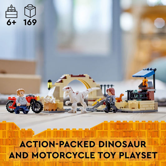 LEGO Jurassic World toy motorcycle for fast chases and dynamic scenes