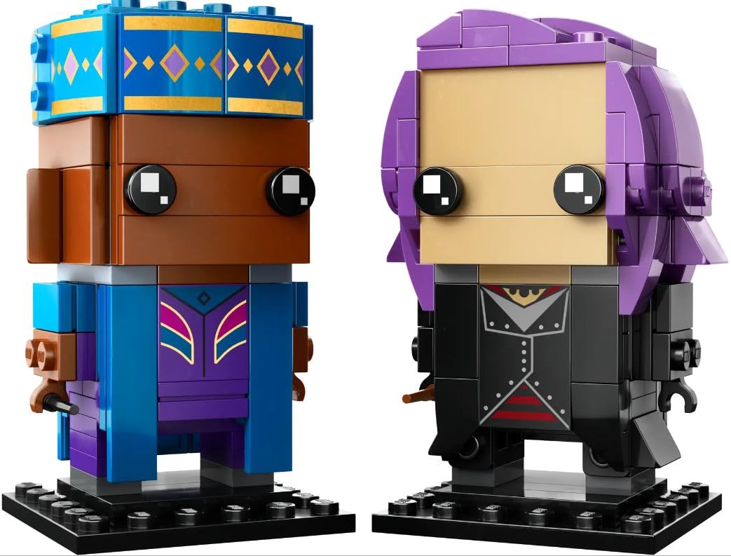 LEGO Kingsley Shacklebolt and Tonks BrickHeadz figures front view for display and collection