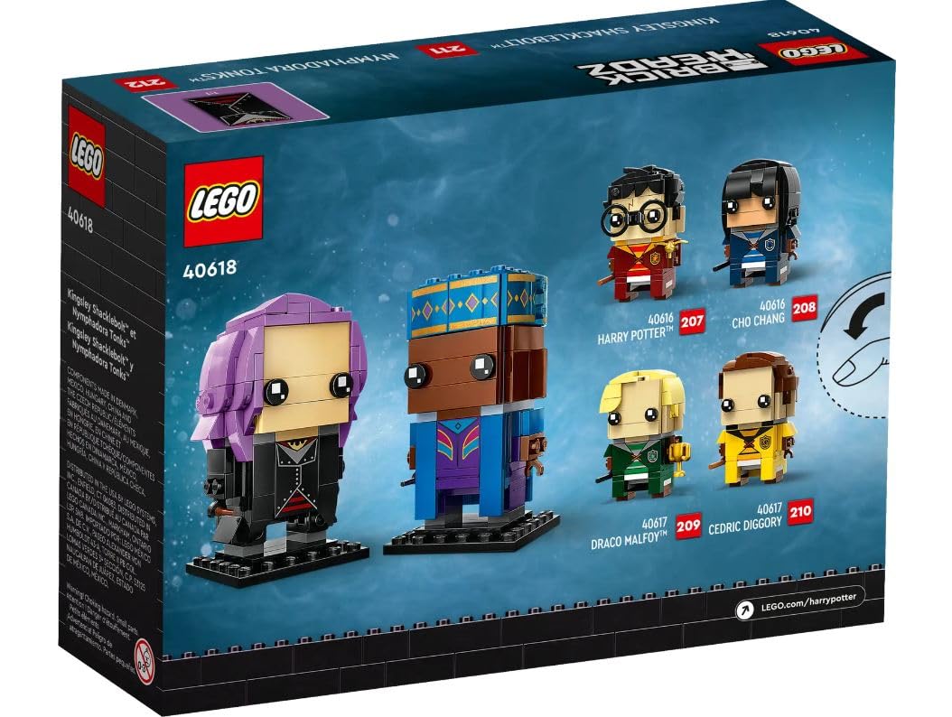 LEGO Kingsley Shacklebolt and Tonks BrickHeadz side-view for immersive display