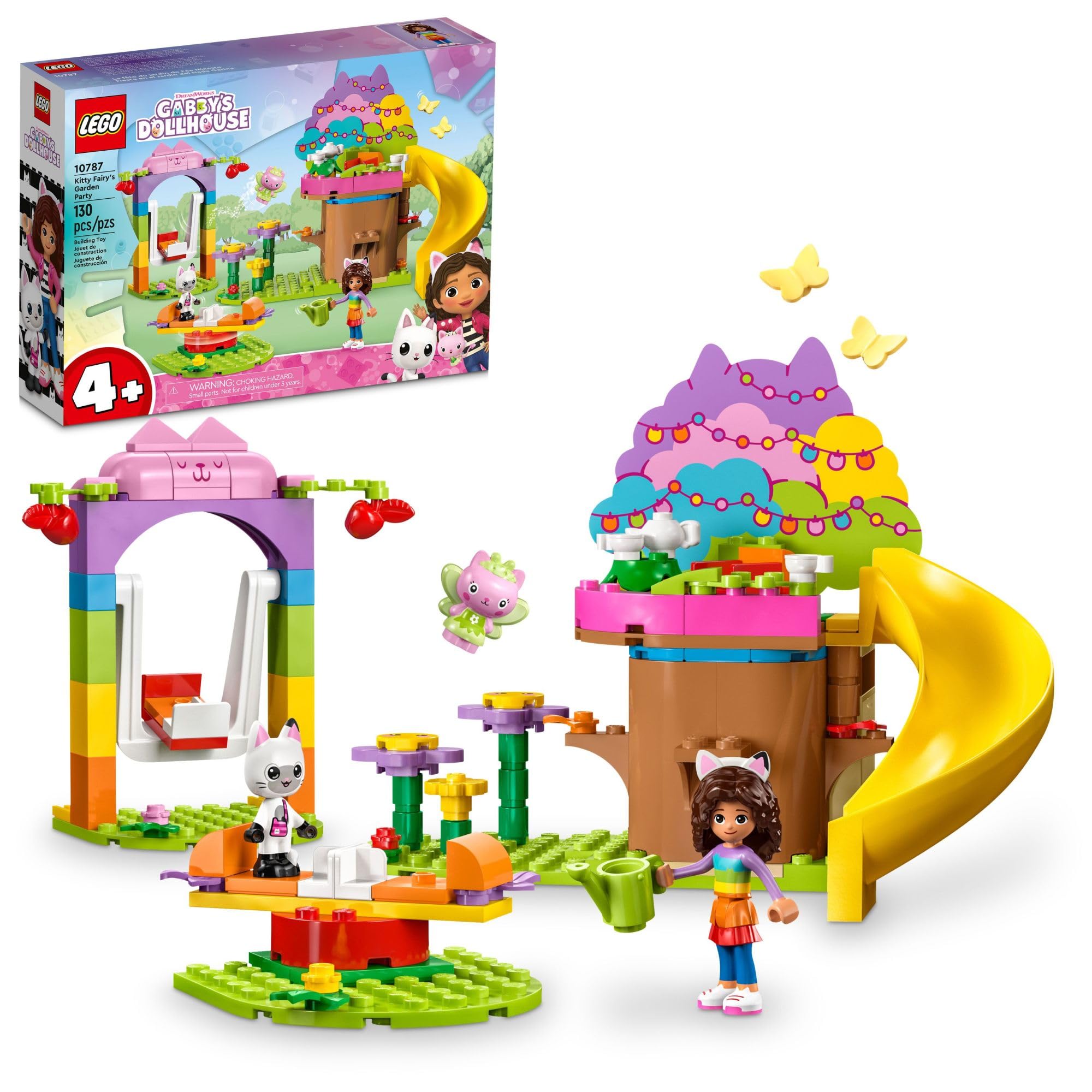 LEGO Kitty Fairy's Garden Party tree house for imaginative play and easy assembly.