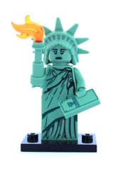 LEGO Lady Liberty minifigure on display for patriotic collection.