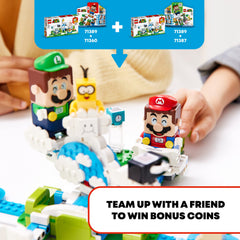 LEGO Lakitu Sky World expansion fuzzy figure boosts playful rivals and teamwork.