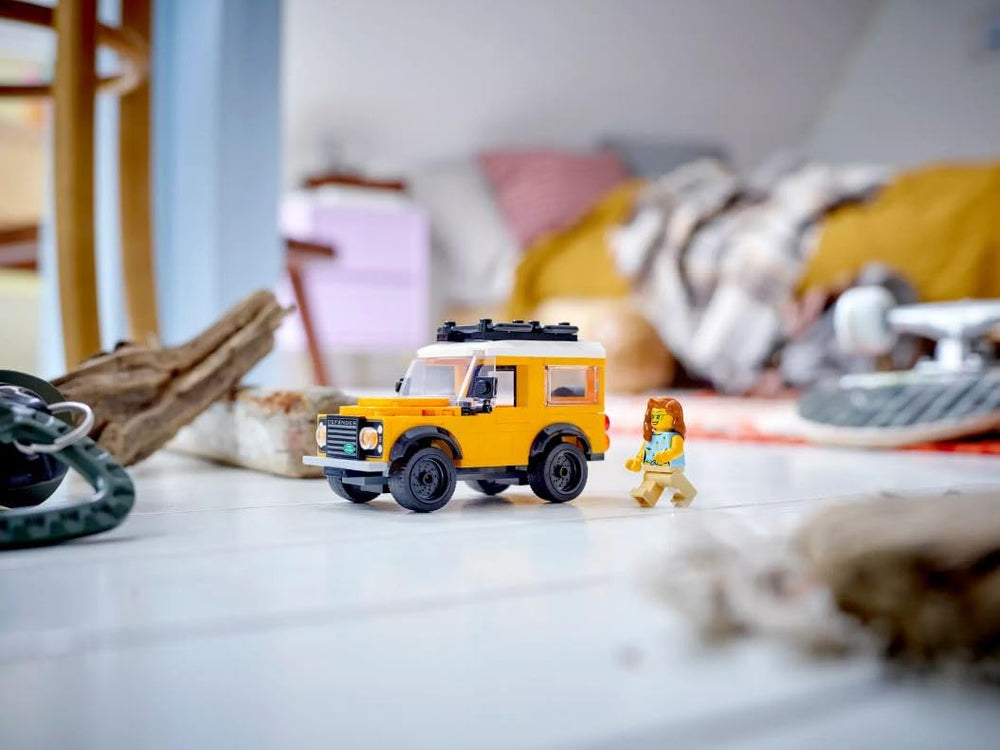 LEGO Land Rover badge detail enhances collectible display quality.