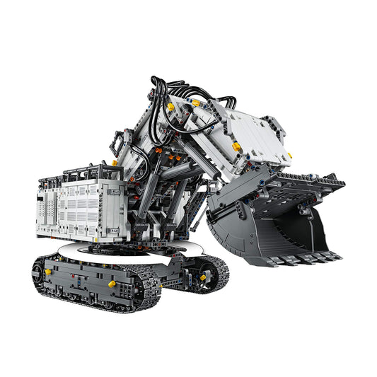 LEGO Liebherr R9800 Excavator boom and bucket extended for precise motion.