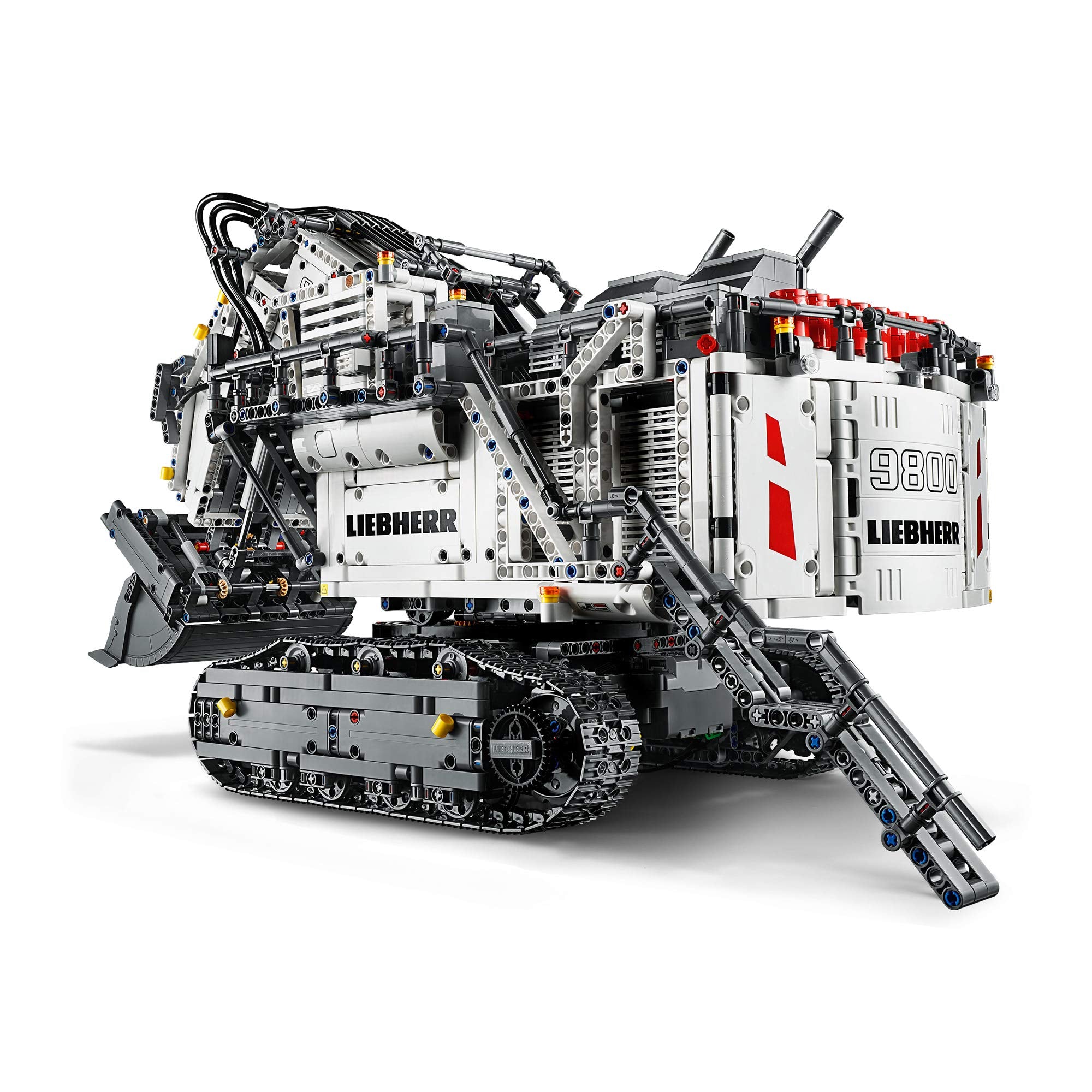 LEGO Liebherr R9800 Excavator control-screen app view shows multi-screen control.