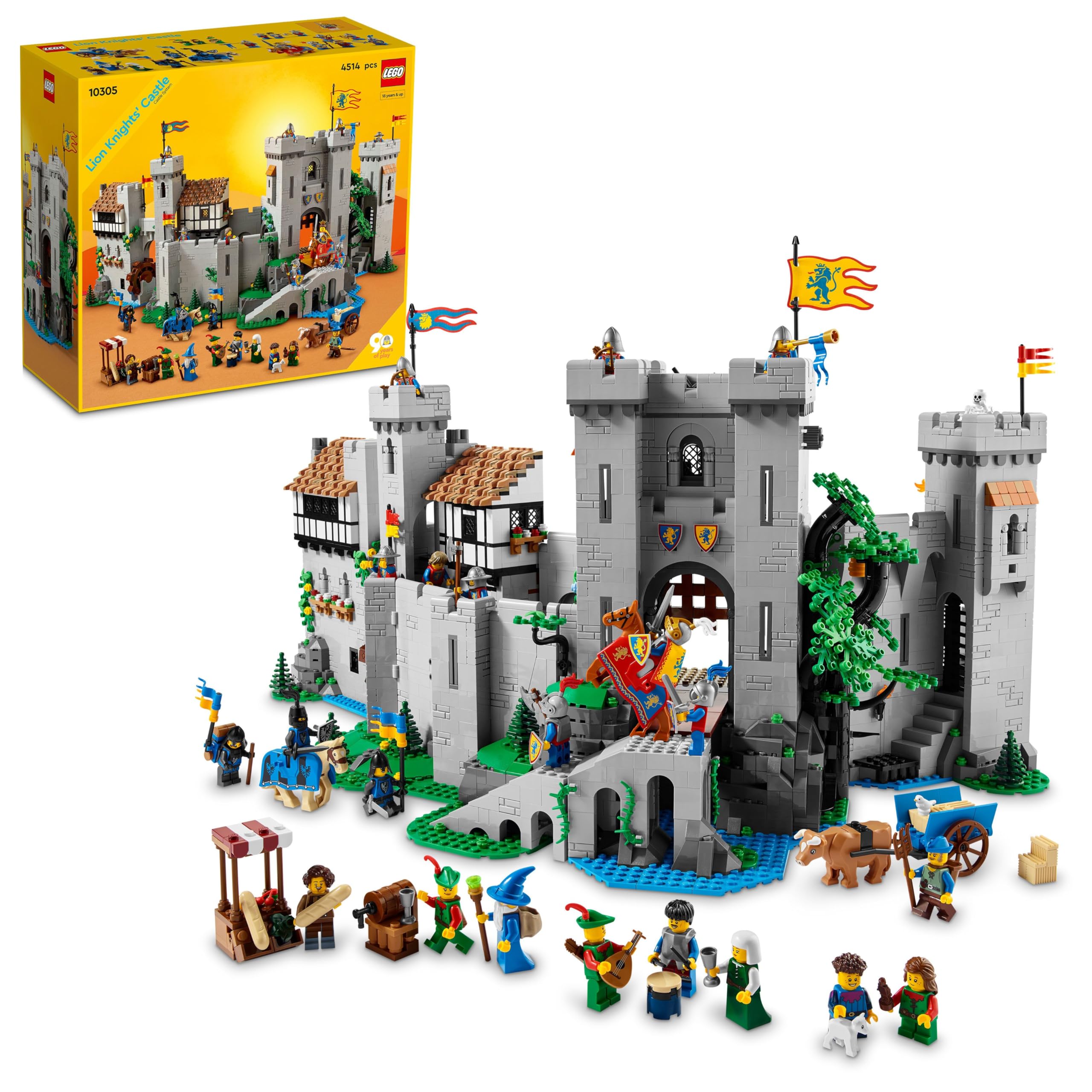 LEGO Lion Knights' Castle 10305 front view for immersive display and mindful building.