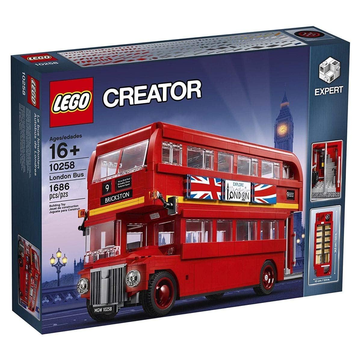 LEGO London Bus 10258 open rear deck shows hand pole and ticket bin