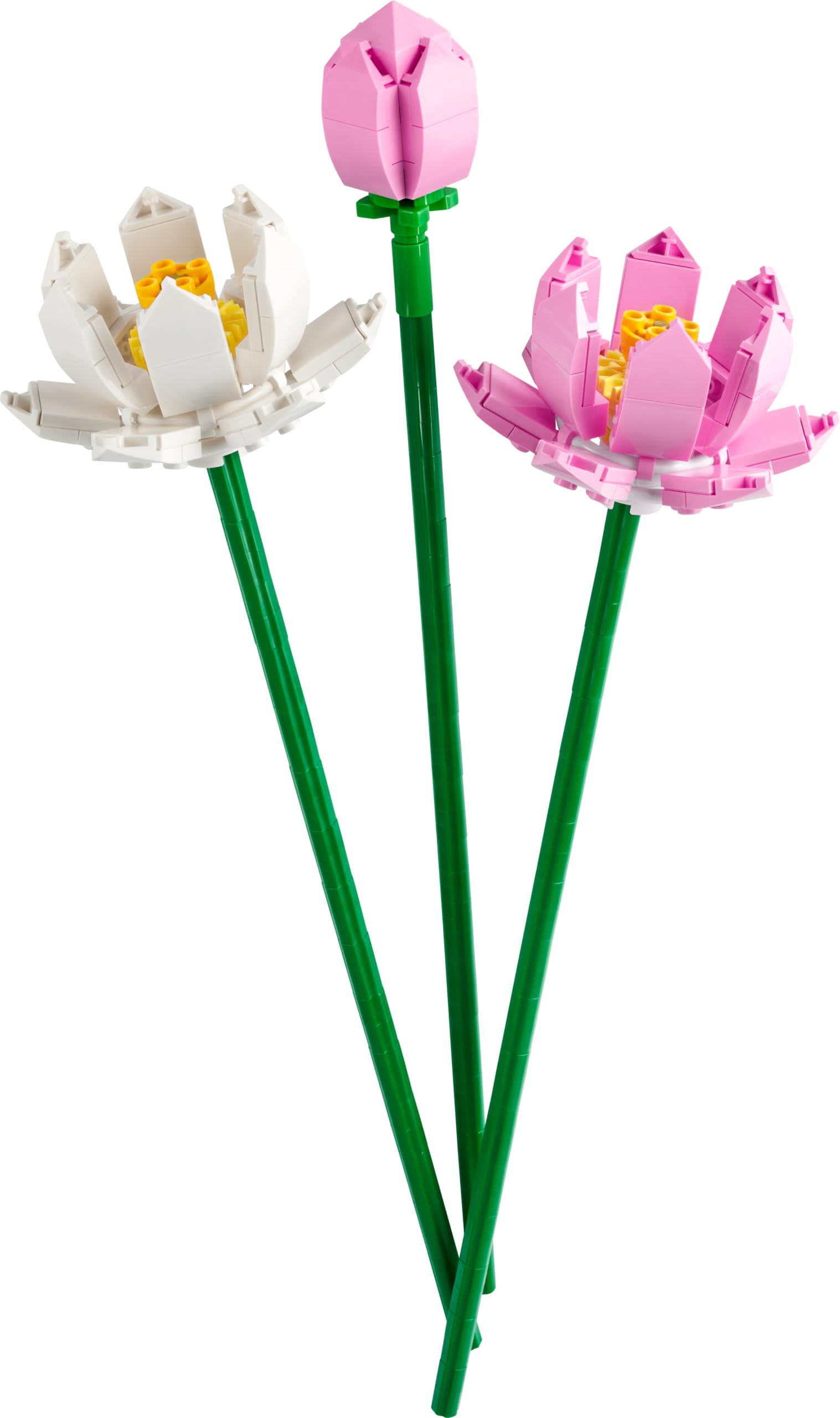 LEGO Lotus Flower green stem ready for vase-style decor.