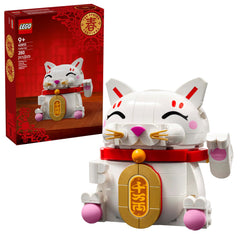 LEGO Lucky Cat waving paw for festive display and luck symbolism