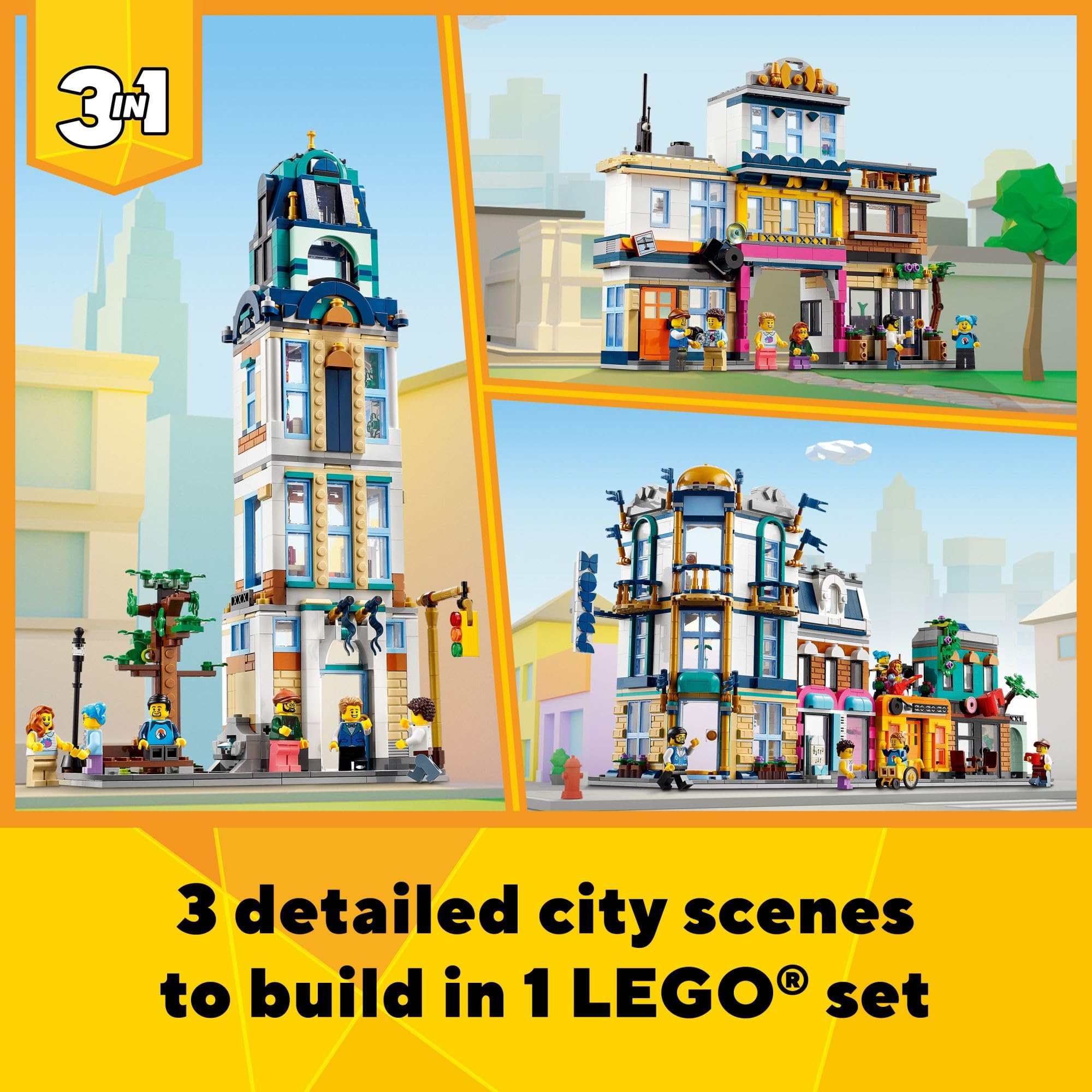 LEGO Creator Main Street 31141 music-store-interior colorful storefronts