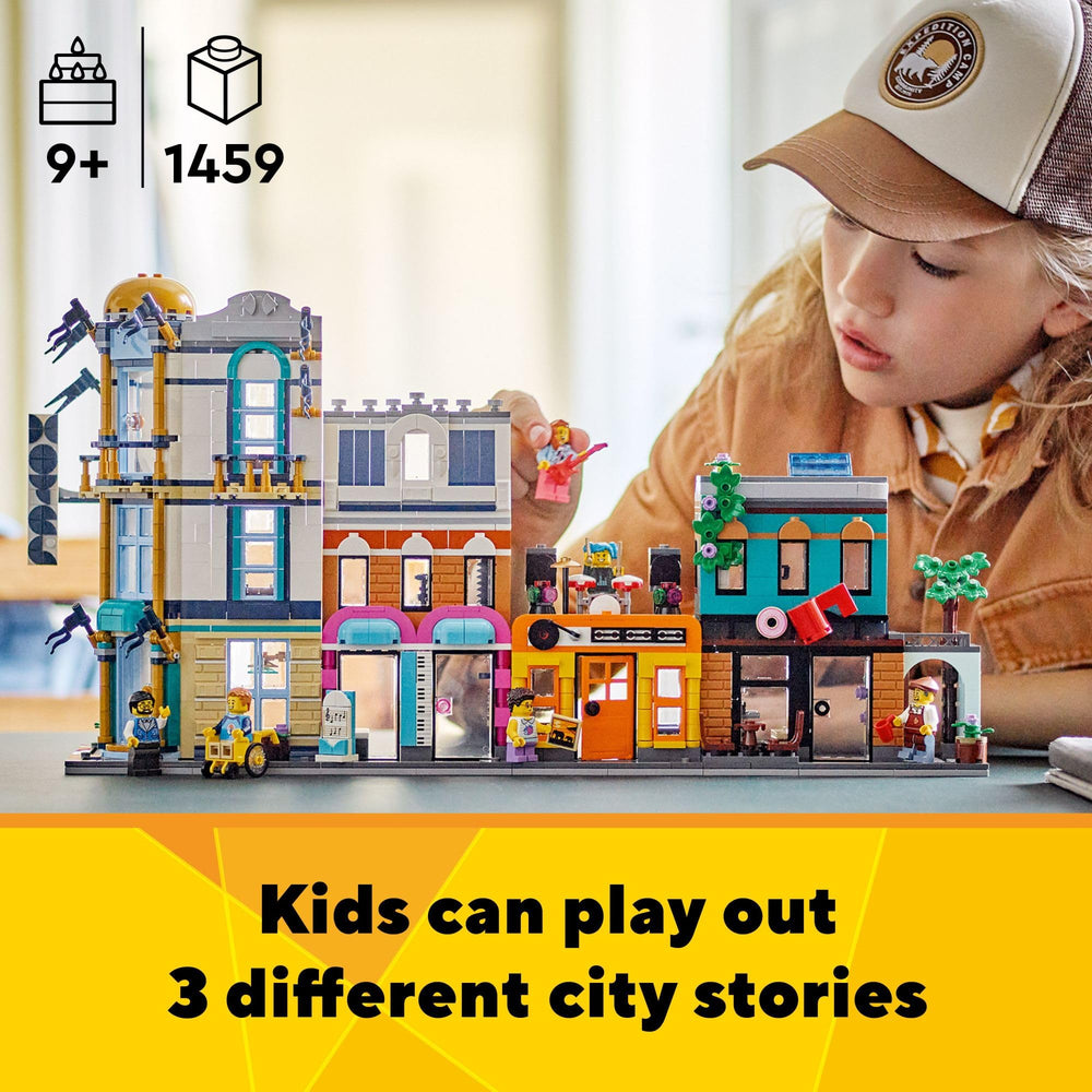 LEGO Creator Main Street 31141 record-store-rooftop-band rooftop performance setup
