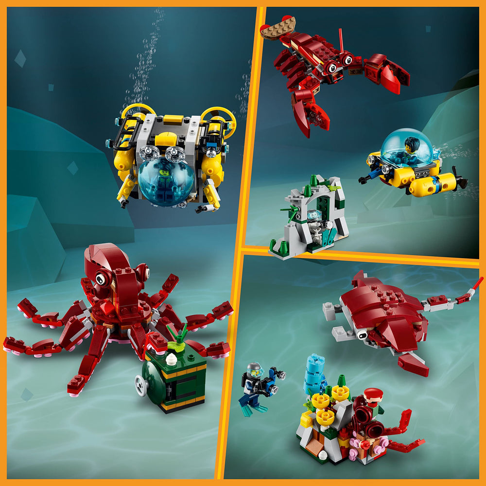 LEGO manta ray with wing tips enables graceful underwater play.