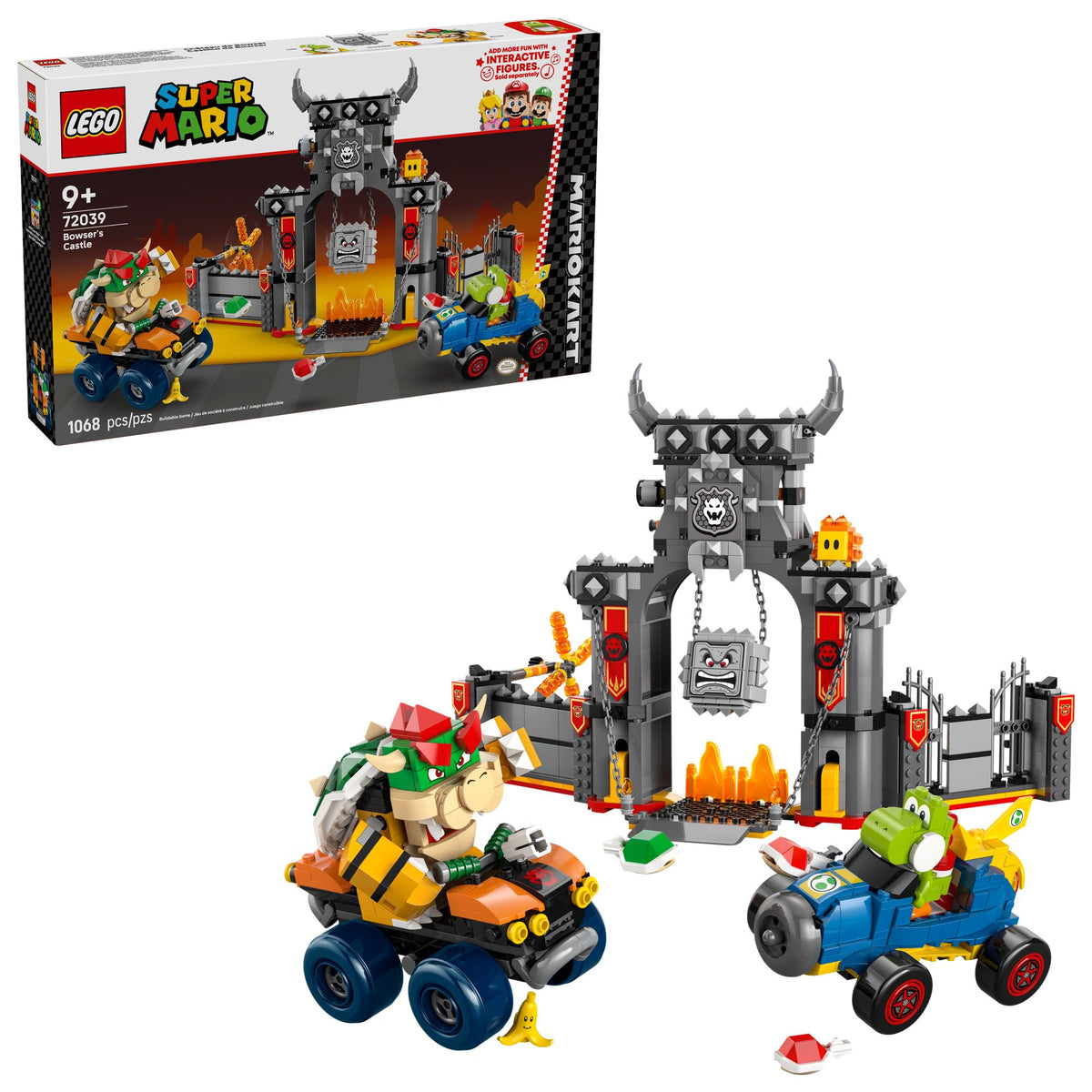 LEGO Mario Kart Bowser's Castle front view for action-packed pretend play.