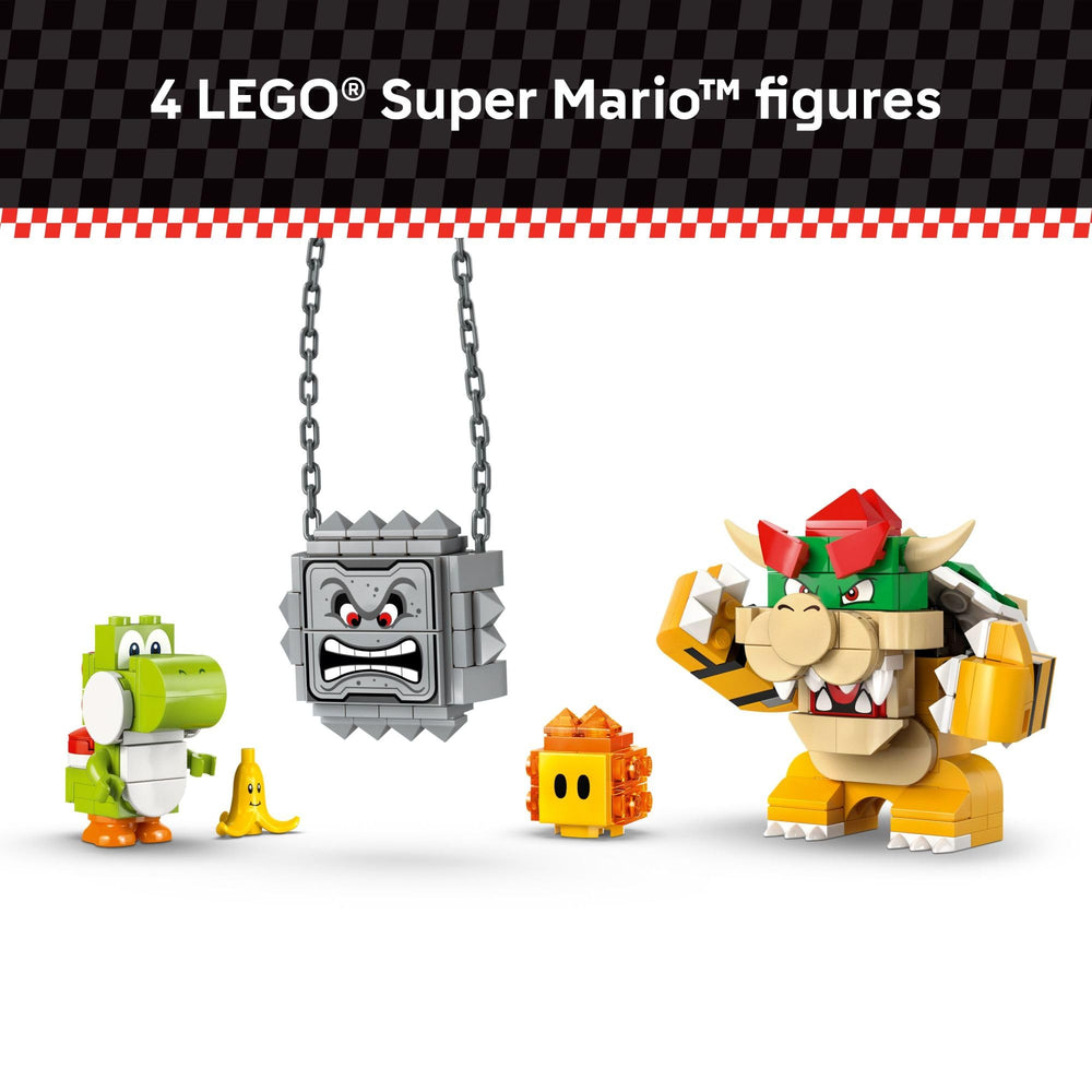 LEGO Mario Kart Bowser on ATV frames boss-level showdowns.