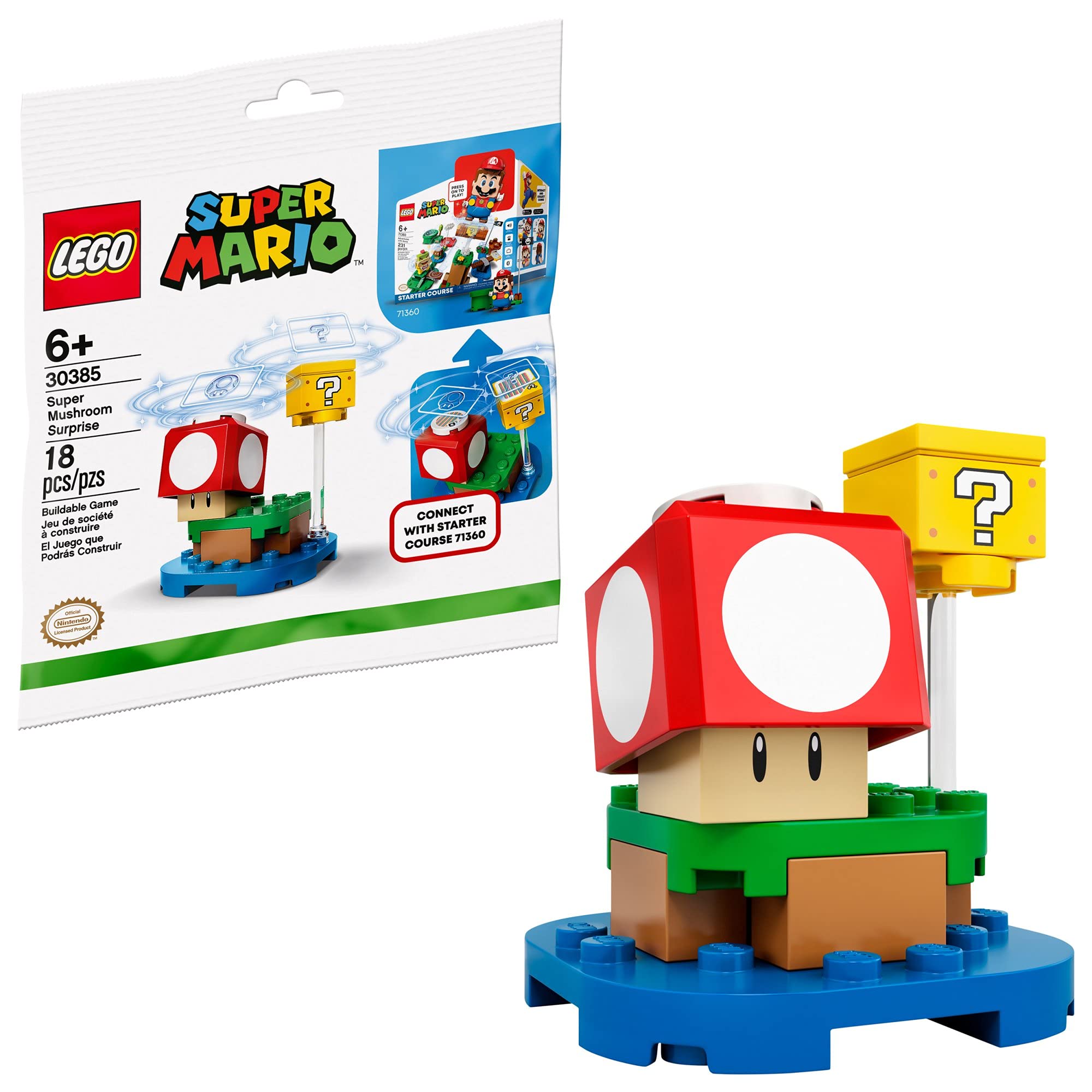 LEGO Mario Super Mushroom Surprise Expansion front view highlights colorful bricks for imaginative play.