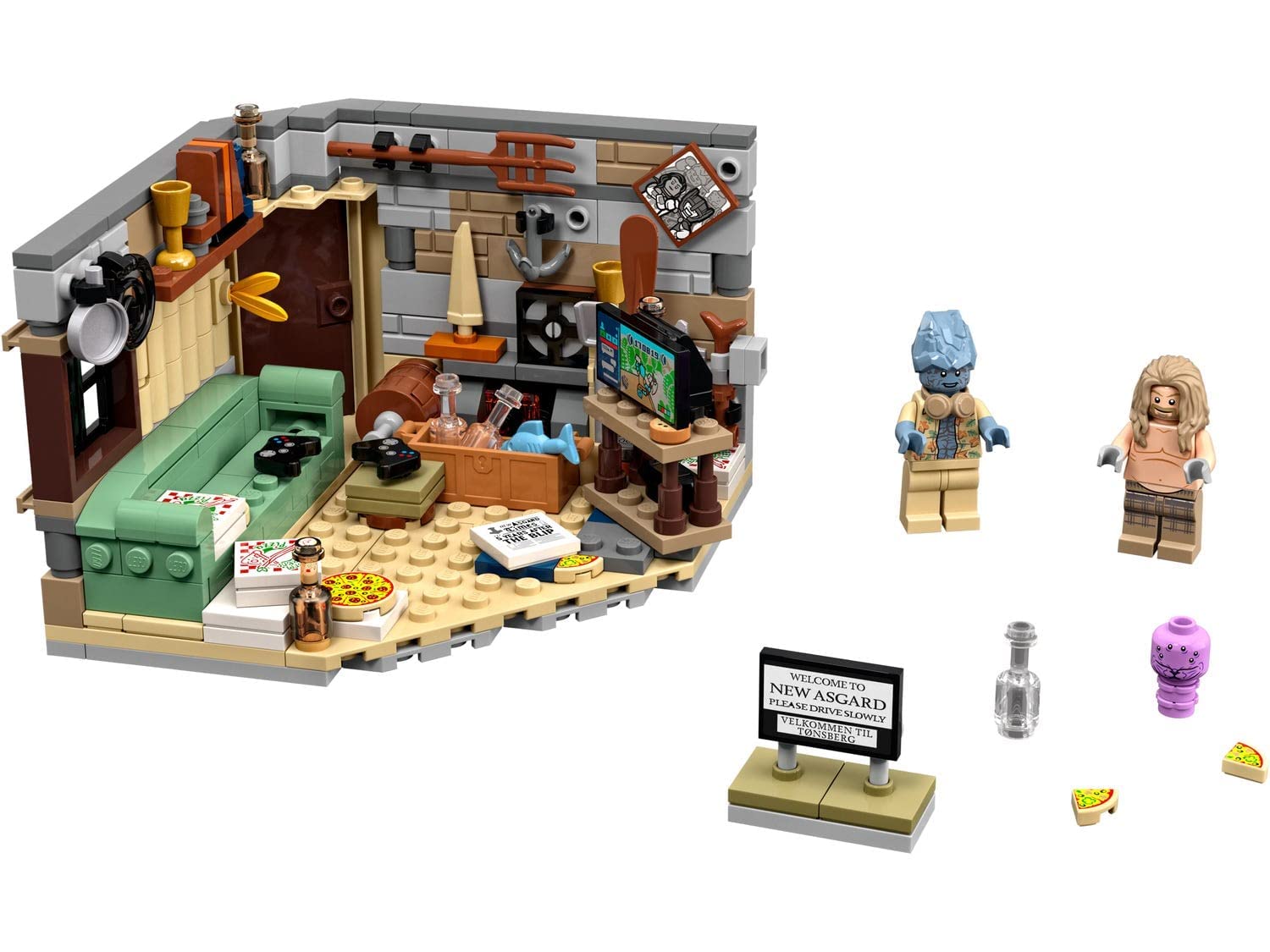 LEGO Marvel 76200 Asgard town scene ideal for creative dioramas and storytelling.