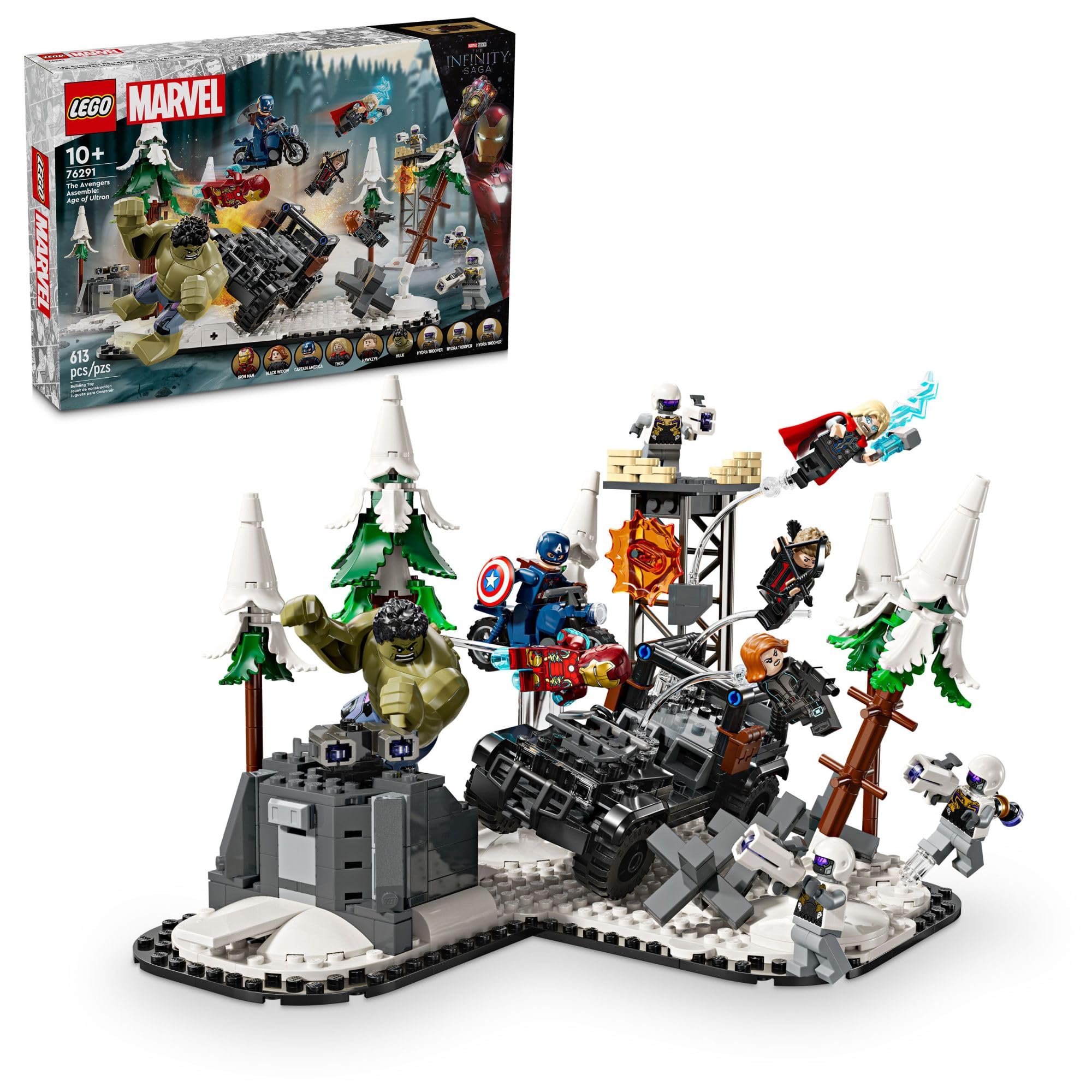 LEGO Marvel Avengers Age Ultron Assembly overview showcases a buildable display piece.