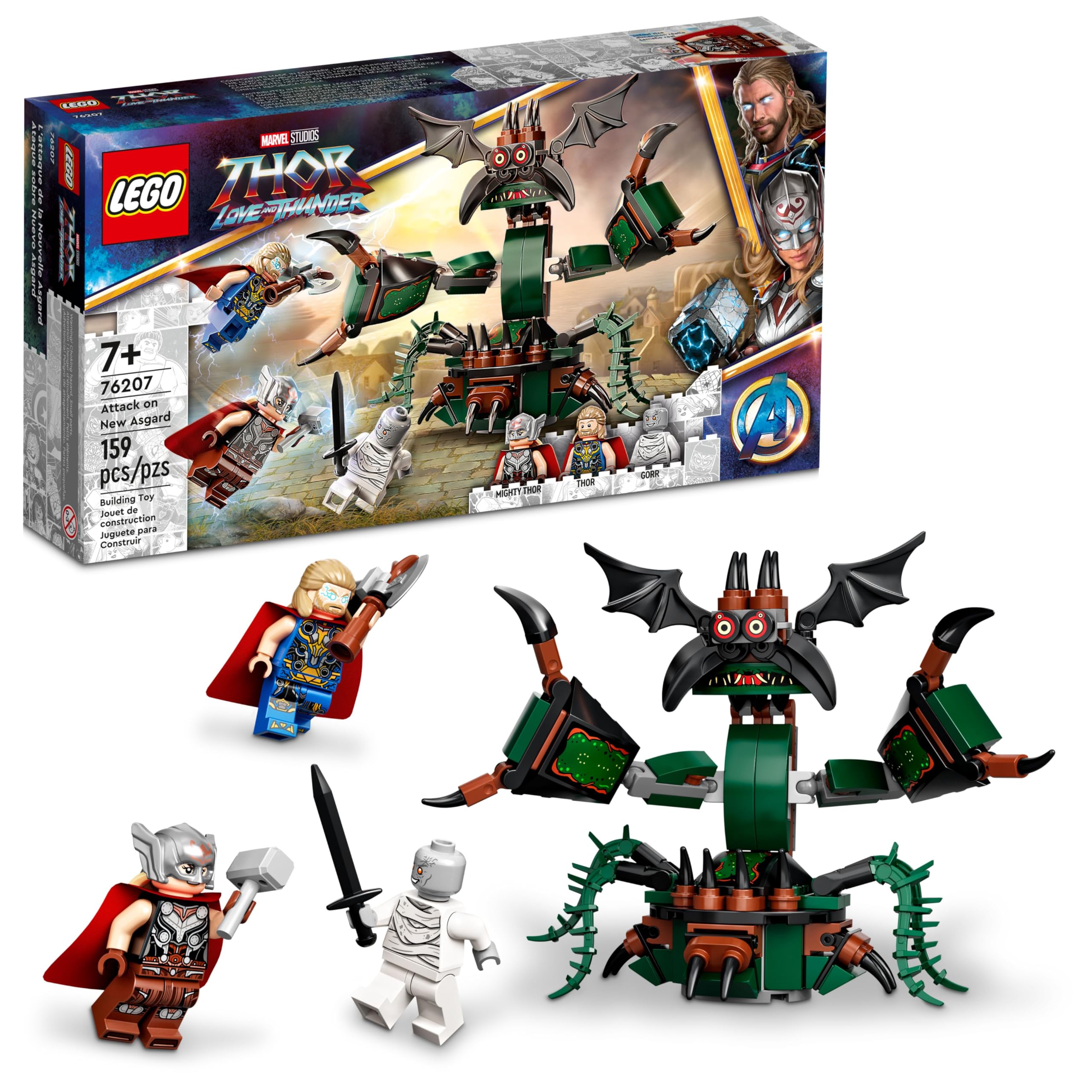 LEGO Marvel Attack on New Asgard: Thor front-view pose for imaginative play and display
