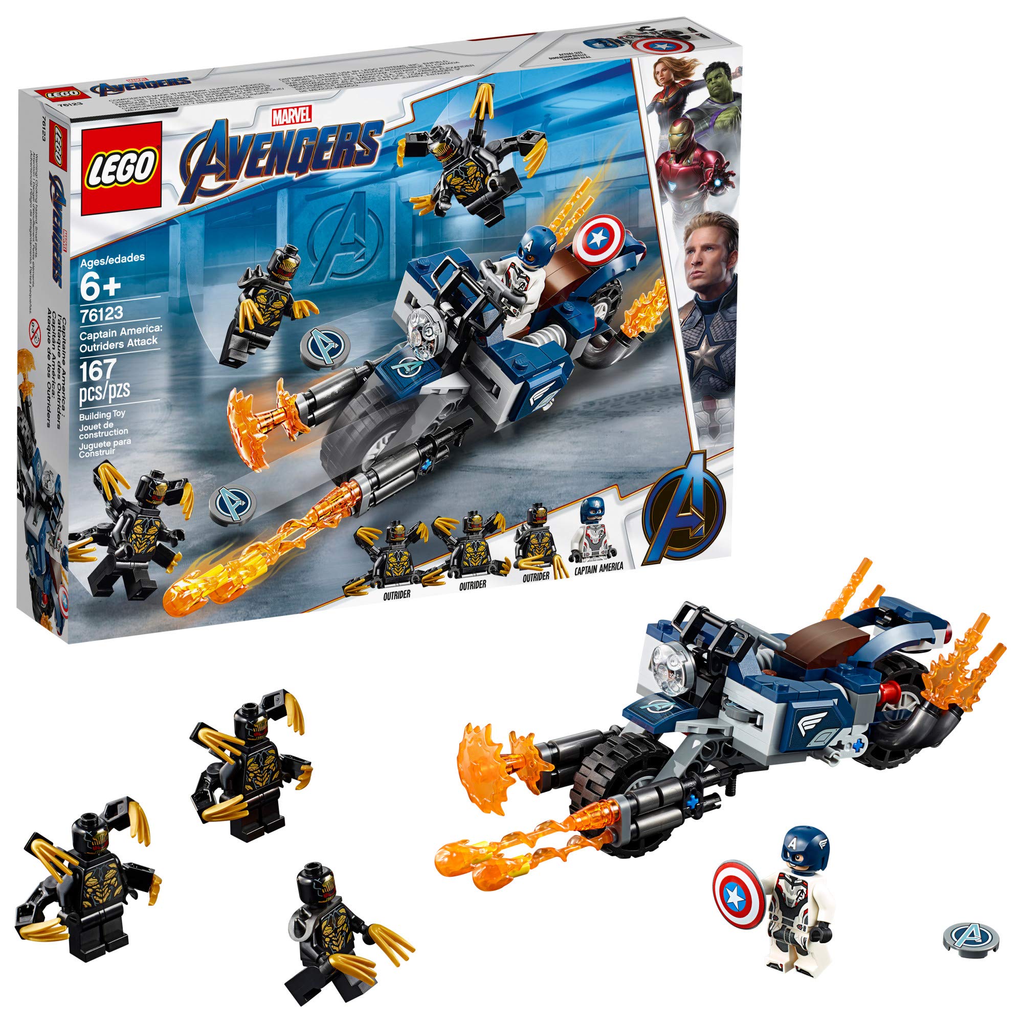 LEGO Marvel Avengers Captain America bike cockpit enables immersive battle play.