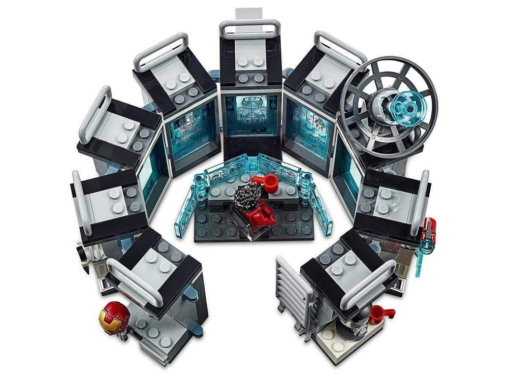 LEGO Marvel Avengers Hall of Armor Lab with desk and radar for storytelling