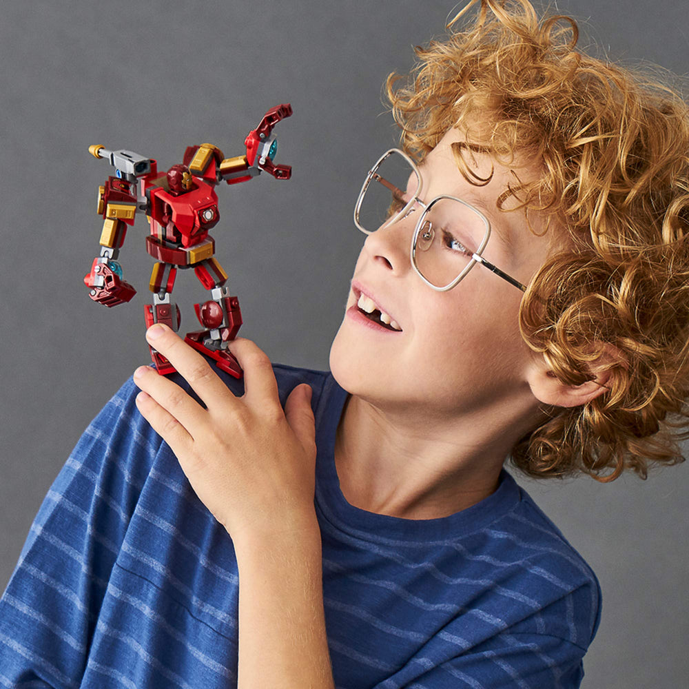 LEGO Marvel Avengers Iron Man Mech 76140 energy core detail highlights authentic design