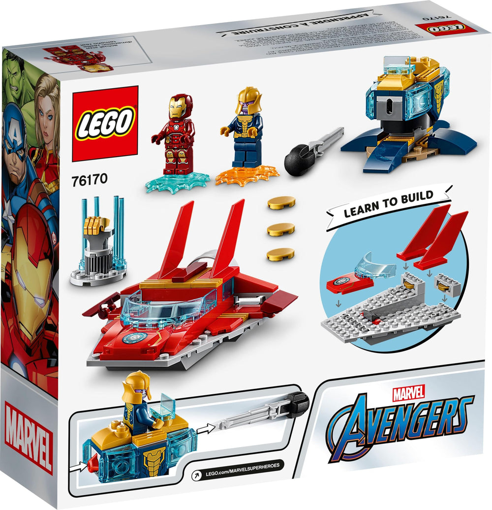 LEGO Marvel Avengers Iron Man vs Thanos 76170 energy stands for dynamic display after building.